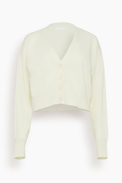 Adele Cropped V-Neck Cardigan in Gardenia