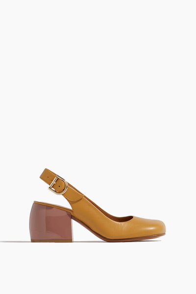 Sling Back Pump with Contrast Heel in Mustard