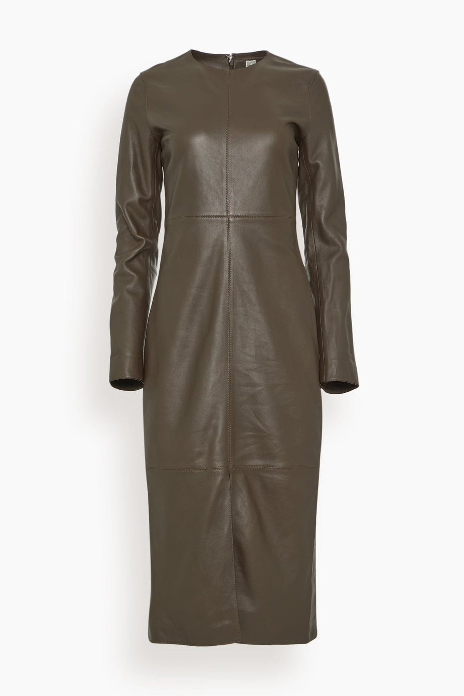 Toteme Casual Dresses Paneled Leather Dress in Bark Toteme Paneled Leather Dress in Bark