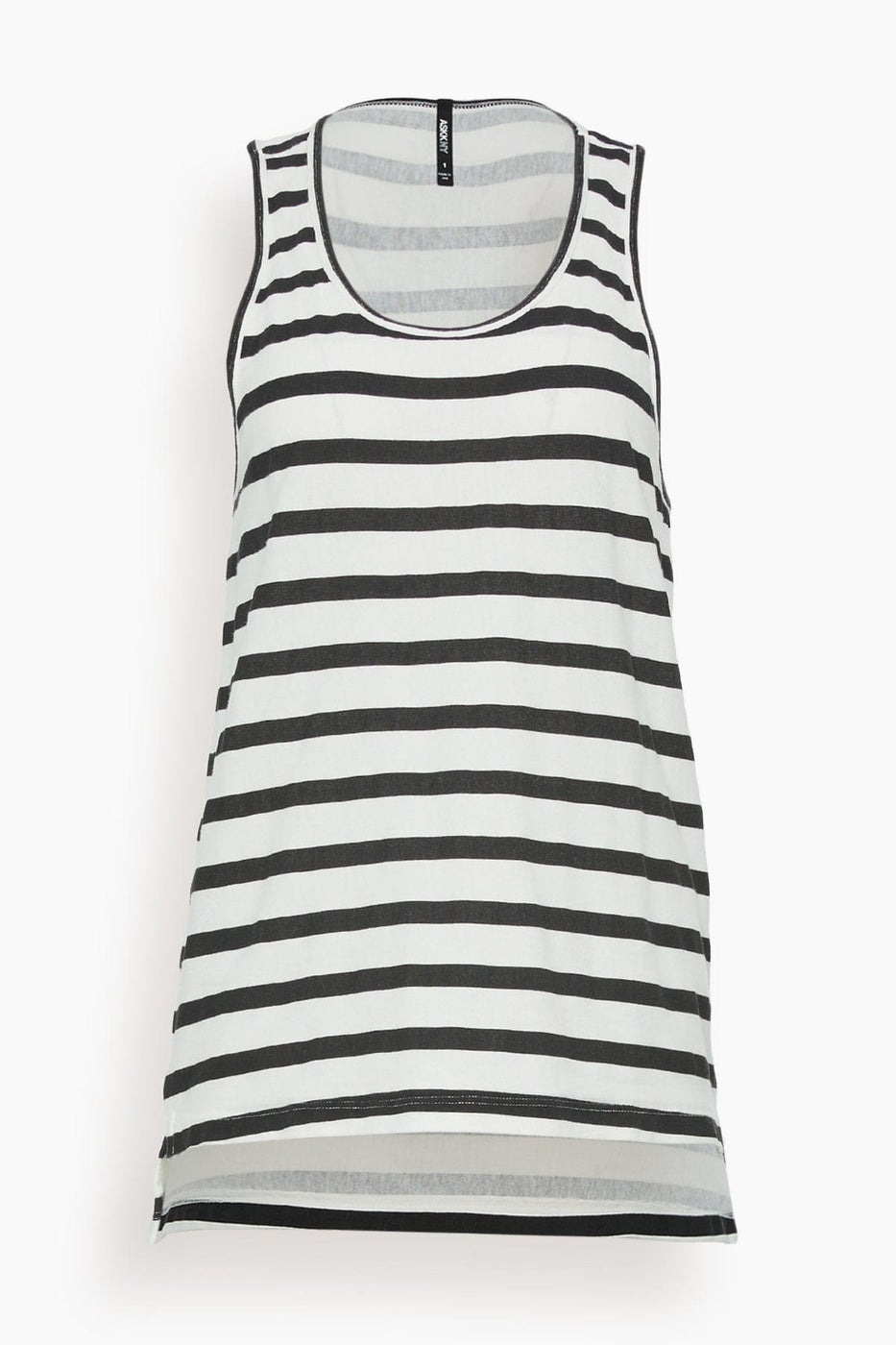 Askk NY Tops Printed Tank in Thin White Stripe