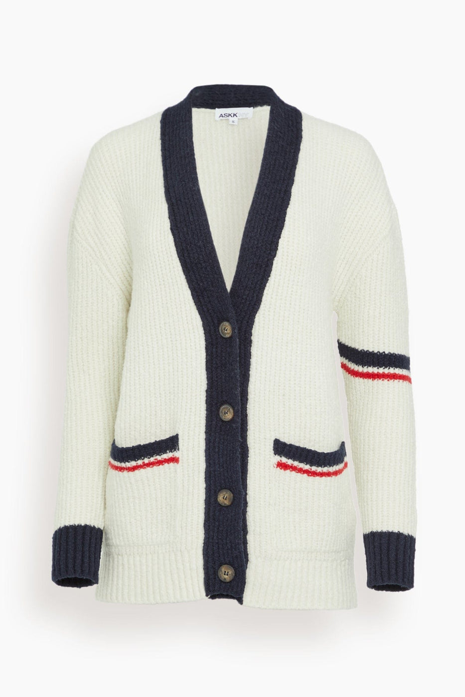 Askk NY Sweaters Varsity Cardigan in Ivory Askk NY Varsity Cardigan in Ivory