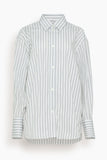 Rohe Tops Oversized Striped Shirt in White / Black Wide Stripe