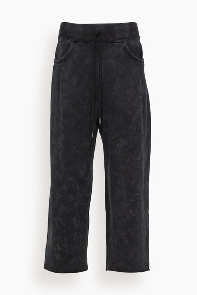 Cropped Pleated Sweatpant in Acid Black