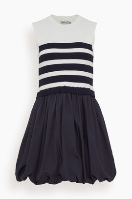 Josey Sleeveless Bubble Skirt Mini Dress in Midnight Stripe