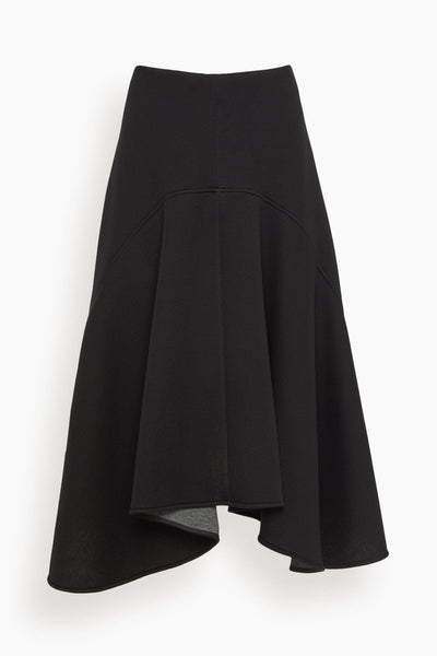 Asymmetric Hem Scuba Skirt in Black