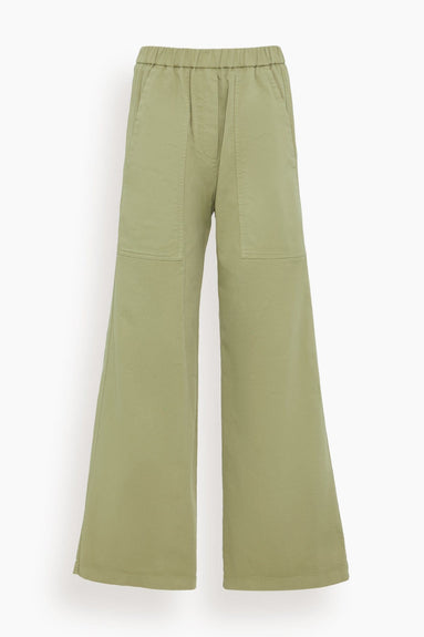 Forte Forte Pants Peached Cotton Twill Palazzo Cargo Pants in Olive