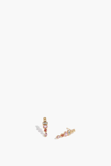 Theodosia Earrings Geometric Stacked Rainbow Studs in 14k Yellow Gold