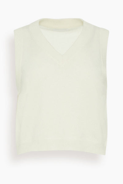 Sterling Cropped V-Neck Boxy Tank in Gardenia