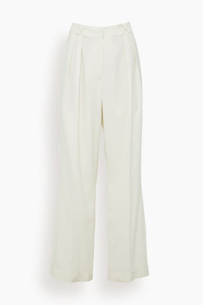 Rohe Pants Wide Leg Tailored Trousers in Cream