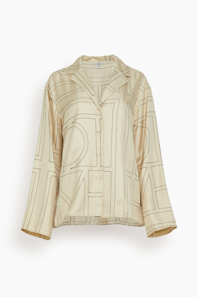 Monogram Silk Pajama Top in Ivory