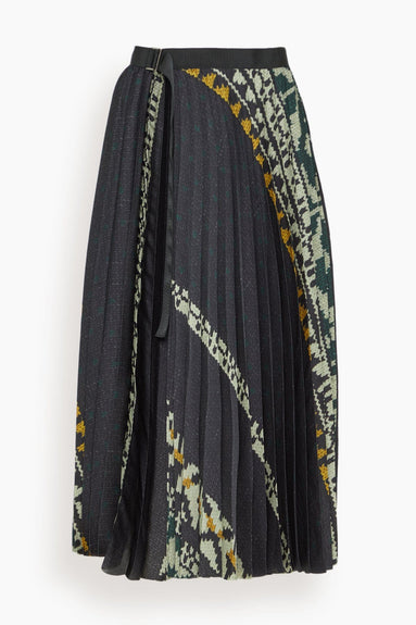 Sacai Skirts Pattern Knit Print Skirt in Black/Green Sacai Pattern Knit Print Skirt in Black/Green