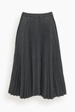 Plan C Skirts Pleated Tweed Skirt in Melange Black/White