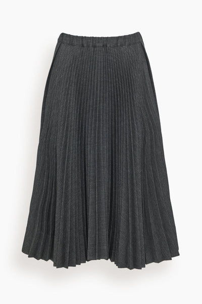 Pleated Tweed Skirt in Melange Black/White