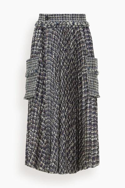 Tweed Skirt in Off White/Blue