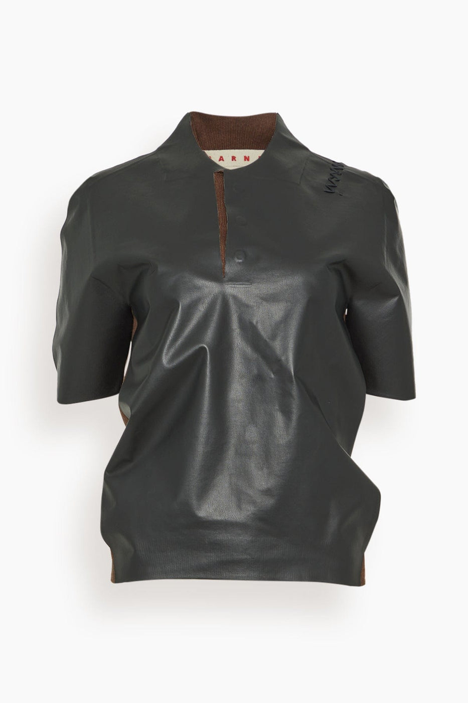 Marni Tops Polo Neck Top in Moca Marni Polo Neck Top in Moca