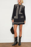 Sea Tops Mille Embroidery Long Sleeve Button Down Top in Black