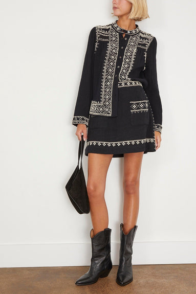 Sea Tops Mille Embroidery Long Sleeve Button Down Top in Black