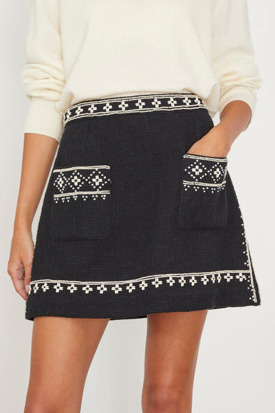 Sea Skirts Mille Embroidery Mini Skirt in Black