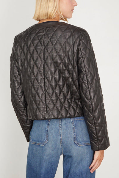 Nili Lotan Jackets Amy Quilted Leather Jacket in Black