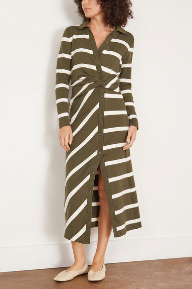 Tanya Taylor Casual Dresses Ellicot Dress in Army/Chalk Wide Stripe Tanya Taylor Ellicot Dress in Army/Chalk Wide Stripe