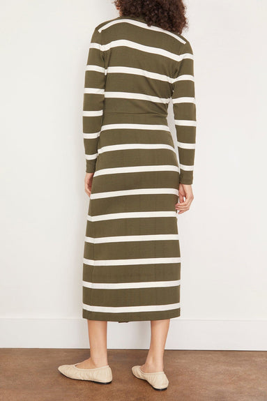 Tanya Taylor Casual Dresses Ellicot Dress in Army/Chalk Wide Stripe Tanya Taylor Ellicot Dress in Army/Chalk Wide Stripe