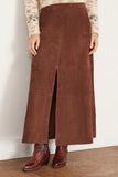 Tanya Taylor Skirts Suede Hudson Skirt in Chocolate