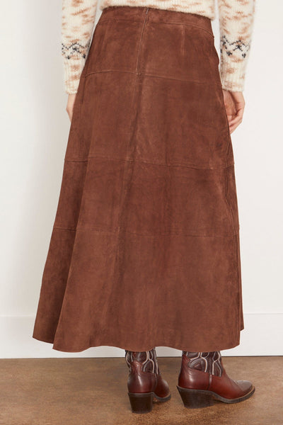 Tanya Taylor Skirts Suede Hudson Skirt in Chocolate