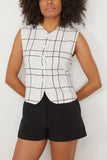 Faithfull The Brand Tops Genio Vest in Letizia Check White Faithfull the Brand Genio Vest in Letizia Check White