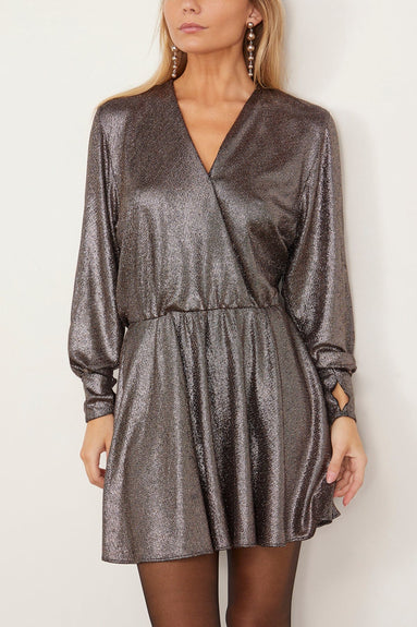 Etoile Isabel Marant Cocktail Dresses Alexane Metallic Long Sleeve Dress in Metallic Black Isabel Marant Alexane Metallic Long Sleeve Dress in Metallic Black