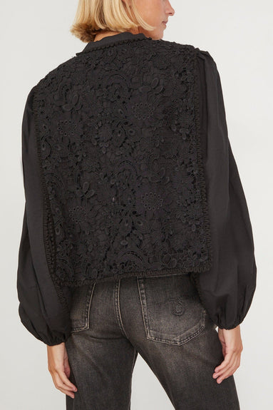 Sea Tops Sabine Embroidery Long Sleeve Top in Black