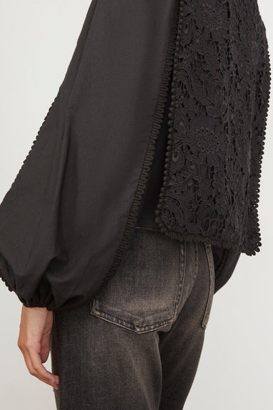 Sea Tops Sabine Embroidery Long Sleeve Top in Black