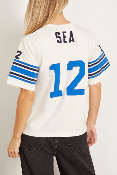 Sea Tops Finnley Football Graphic T-Shirt in White SEA Finnley Football Graphic T-Shirt in White