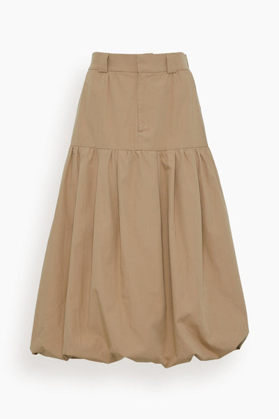 Belle Stone Washed Chino Bubble Skirt in Khaki