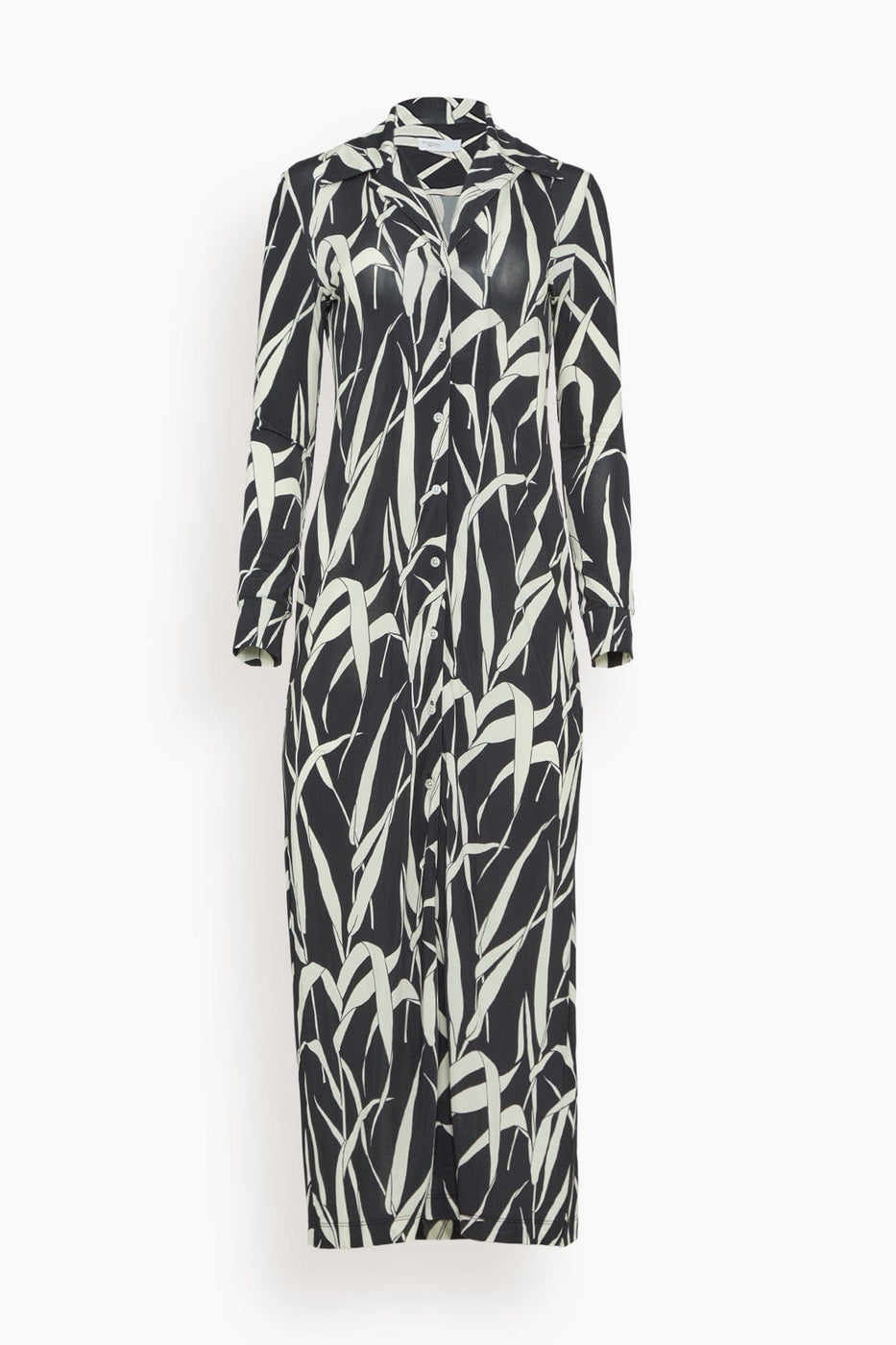 Rosetta Getty Dresses Slim Jersey Shirtdress in Black/Ivory