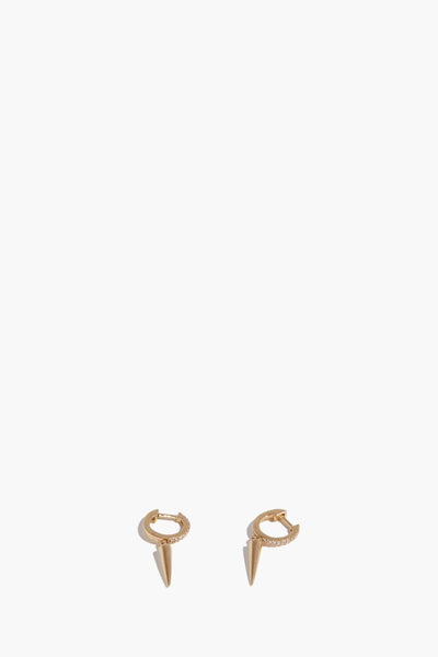 Vintage La Rose Earrings Spike Drop Huggies in 14k Yellow Gold