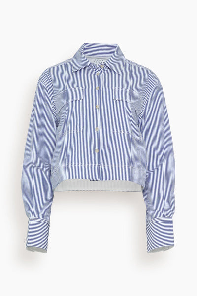 Striped Largaux Top in Blue/Optic White