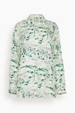 Rohe Tops Printed Silk Shirt in Countryside Emerald Print