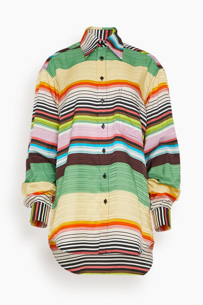 Cassette Stripe Jaquard Relaxed Shirt in Sesame Multi