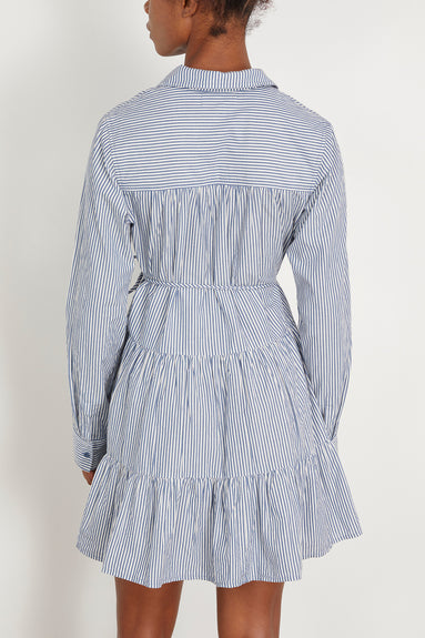 Anna Shirt Dress in Blue and White Stripe