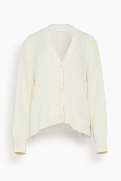 Ollie Boxy V-Neck Cardigan in Gardenia