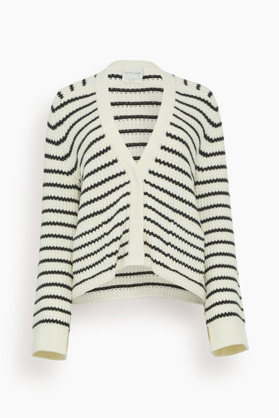 Merinos Striped Cardigan in Bianco