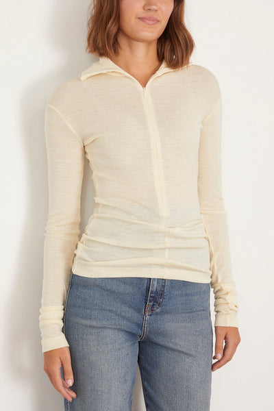 Bite Studios Tops Fine Wool Zip Top in Cream Bite Studios Fine Wool Zip Top in Cream