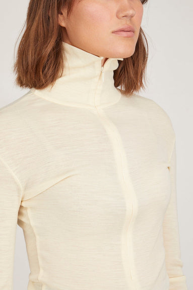 Bite Studios Tops Fine Wool Zip Top in Cream Bite Studios Fine Wool Zip Top in Cream