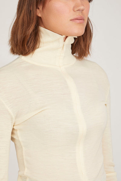 Bite Studios Tops Fine Wool Zip Top in Cream Bite Studios Fine Wool Zip Top in Cream