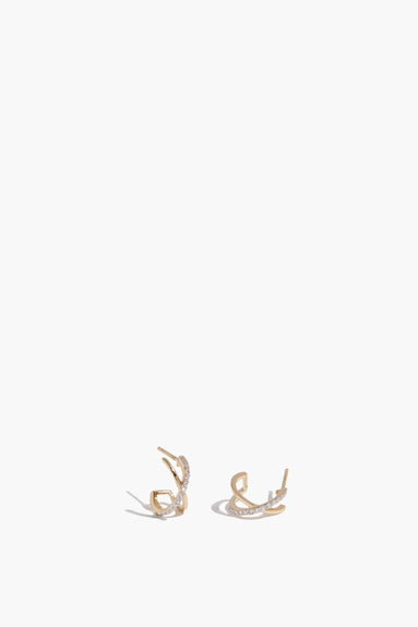 Vintage La Rose Earrings Criss Cross Diamond Huggies in 14k Yellow Gold
