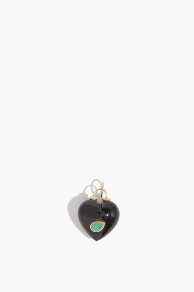 Puffy Black Onyx and Chrysoprase Pendant