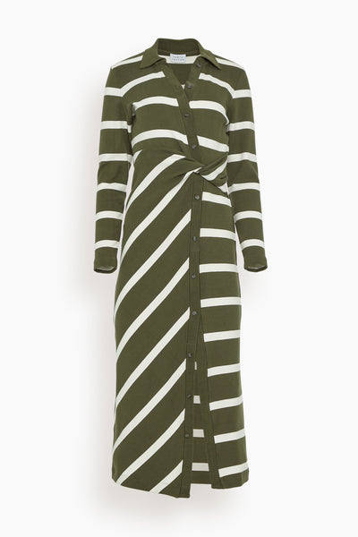 Ellicot Dress in Army/Chalk Wide Stripe