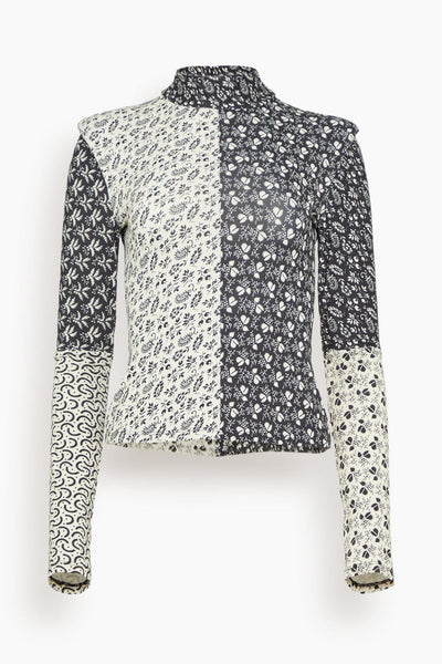 Panna Printed Long Sleeve Top in Black