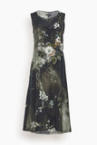 R13 Casual Dresses Sleeveless Midi Dress in Black Bleached Floral R13 Sleeveless Midi Dress in Black Bleached Floral