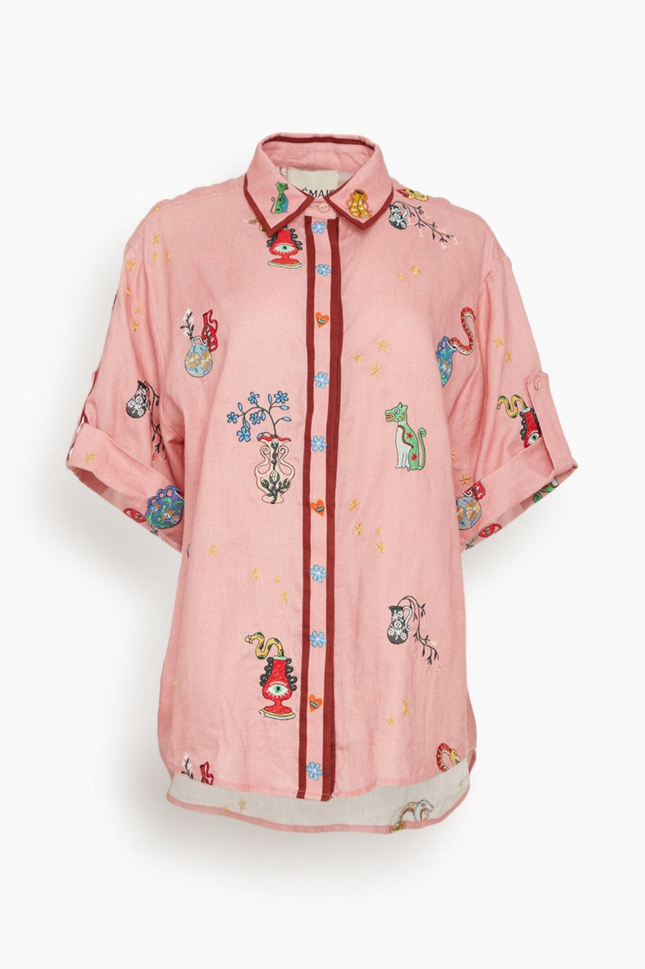 Alemais Tops Timmy Embroidered Shirt in Pink Alemais Timmy Embroidered Shirt in Pink